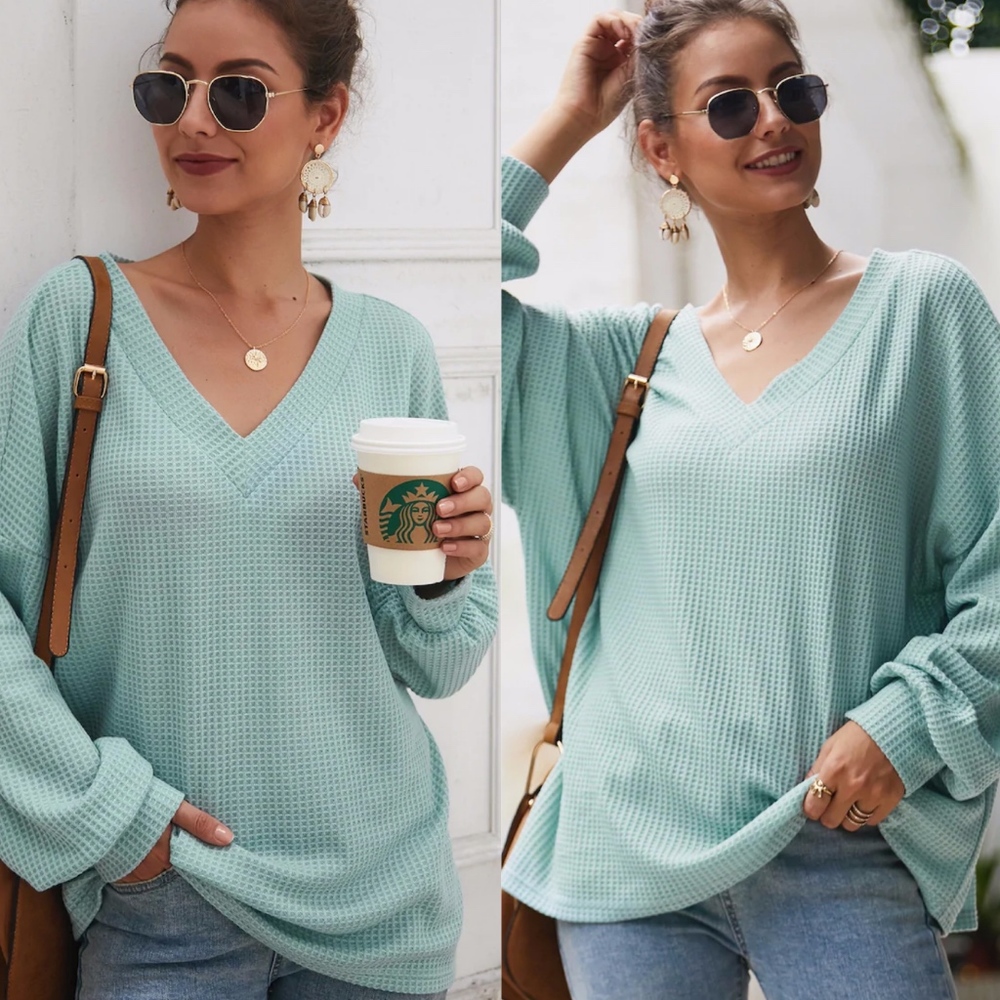VANDA Vneck Casual Knit Long sleeve Top - Picture 1 of 2